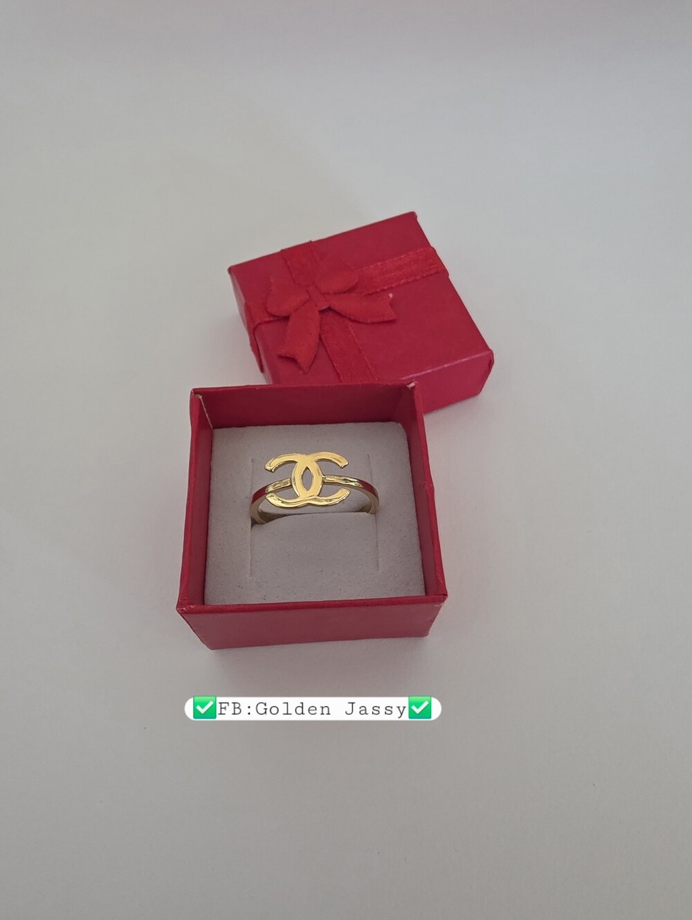 18K Real Gold C Ring 7.5